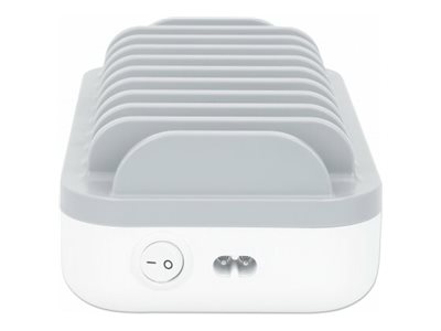 MANHATTAN 10-Port USB-Ladestation 120W 3x USB-C PD-Ports bis zu 18 W/Port 7x USB-A-Ports bis 12 W 2,4 A/Port 120 W Gesamt weiss/grau
