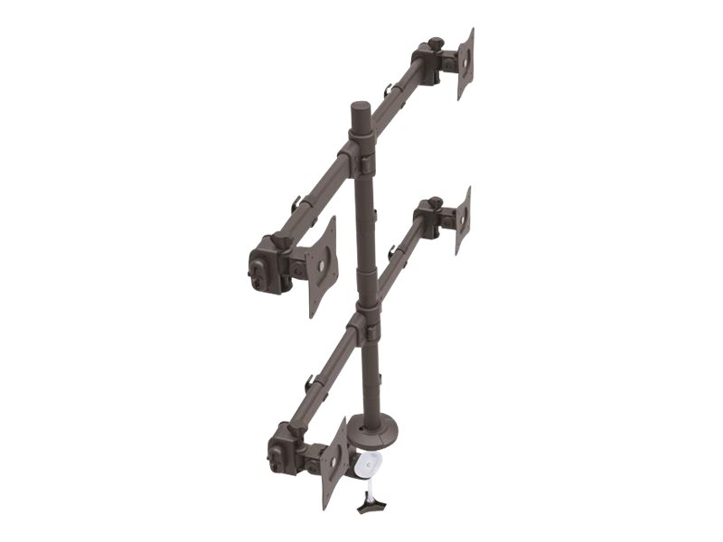 STARTECH.COM Quad Monitor Mount - Articulating - Clamp or Grommet Mount - Monitors up to 24in - VESA Mount - 4 Monitor Setup