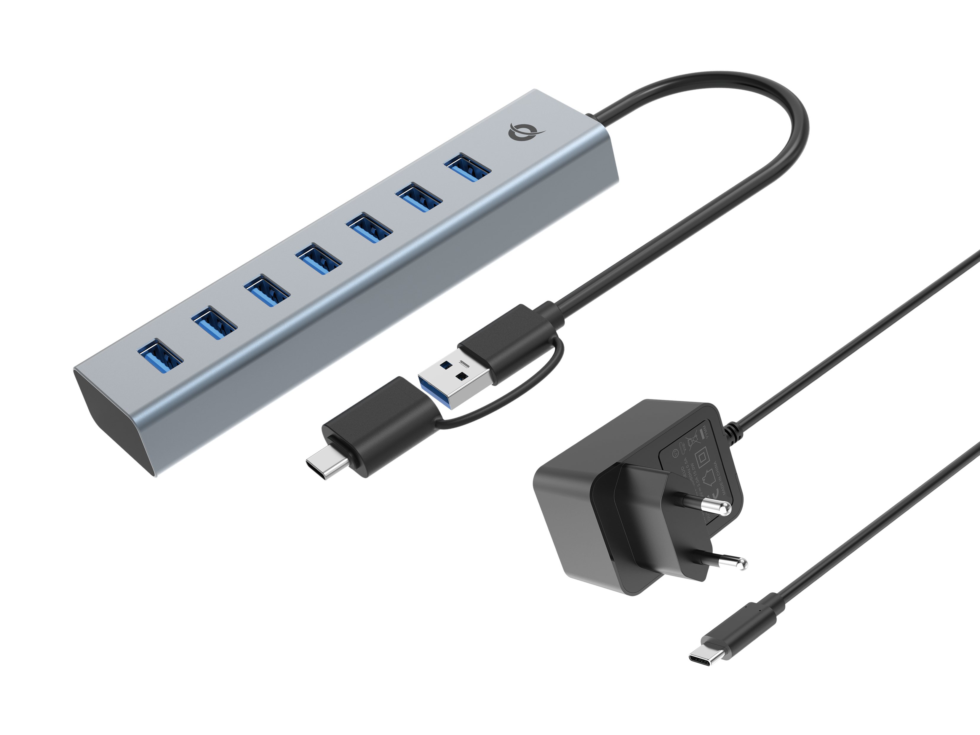 CONCEPTRONIC 7Port Hub USBA30C Adap7xA30 mNetz gr