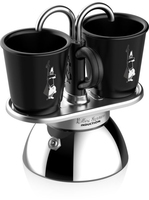 Bialetti 7310 Espressokocher Set Mini Induktion 2 Tassen + 2 Gläser schwarz 