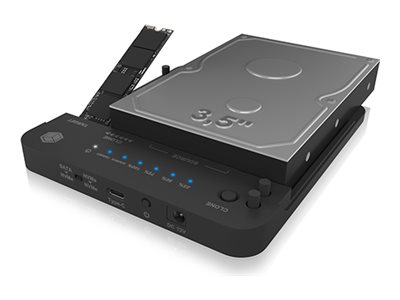 ICY BOX IB-2913MCL-C31 Docking und Klonstation fuer M.2 NVMe SSD und 2.5 3.5 SATA SSD/HDD