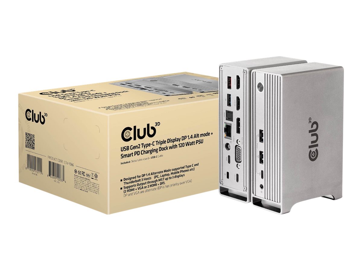 Club3D 4K ChargingDock USB-C ->6xUSB3/DP/2xHDMI/VGA/LAN 120W retail