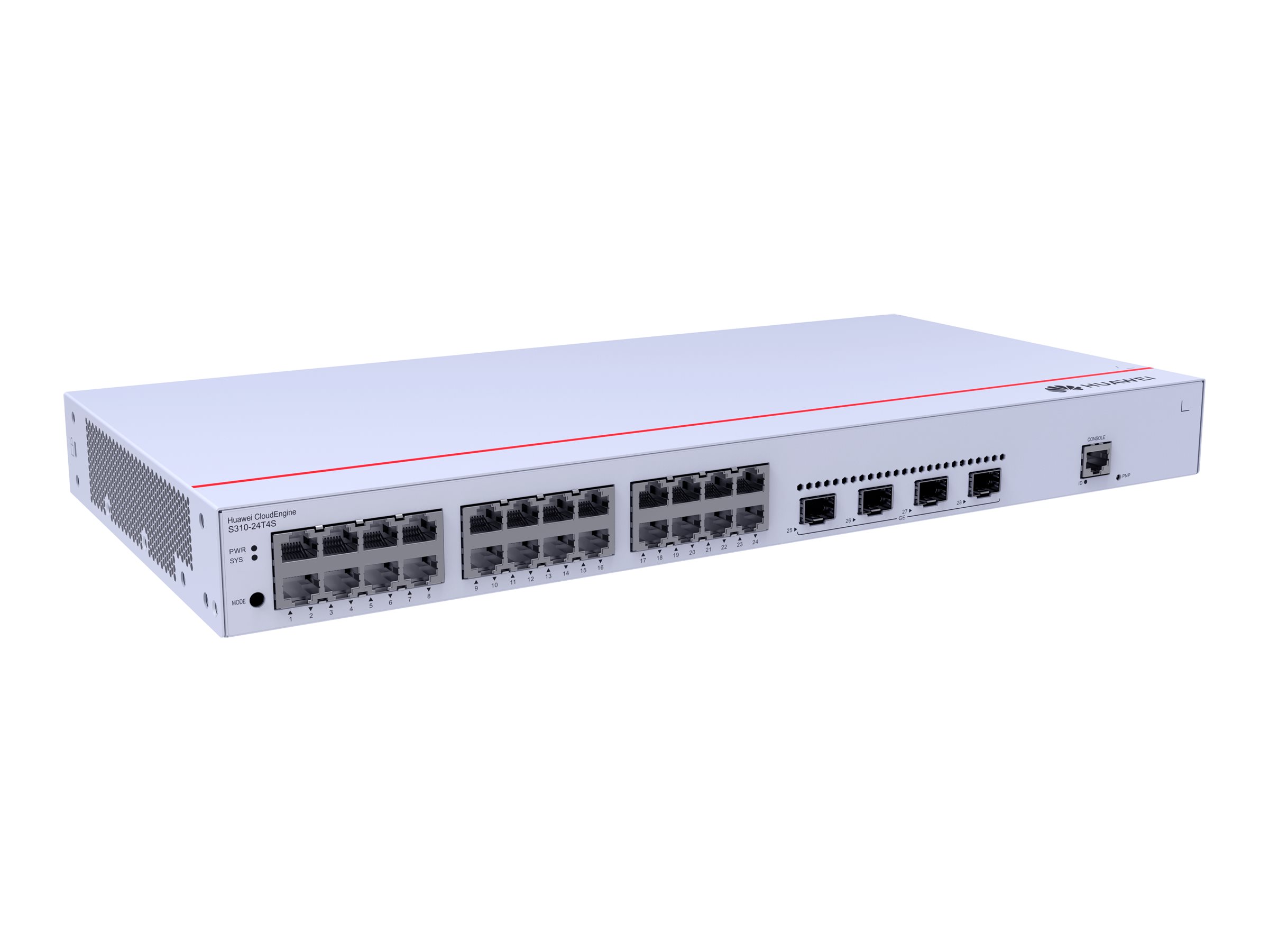 HUAWEI Switch S310-24T4S 24x10/100/1000BASE-T ports,4xGE SFP ports, AC power eKit HUAWEI Switch S310-24T4S 24x10/100/1000BASE-T ports,4xGE SFP ports, AC power eKit