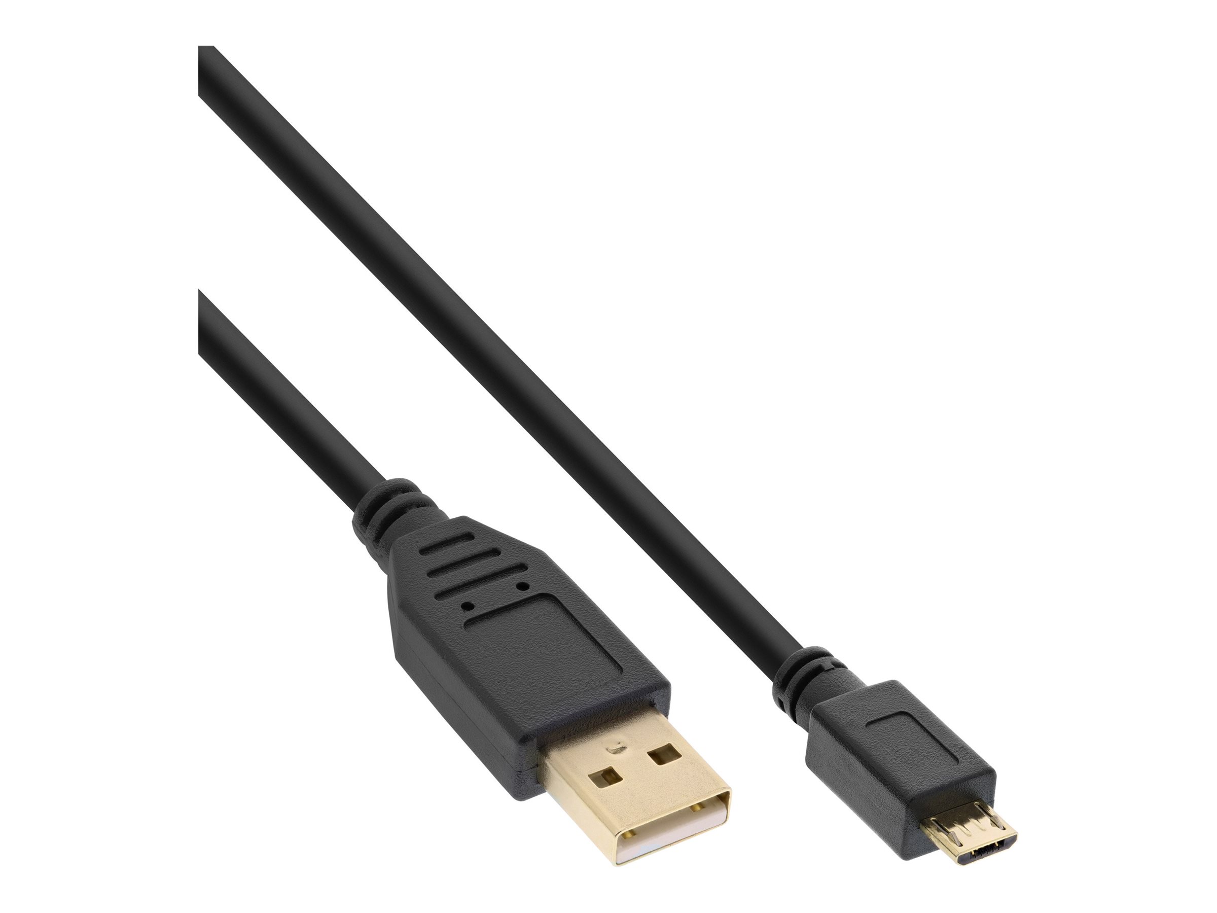 INLINE Micro-USB 2.0 Kabel USB-A Stecker an Micro-B Stecker vergoldete Kontakte schwarz 2m