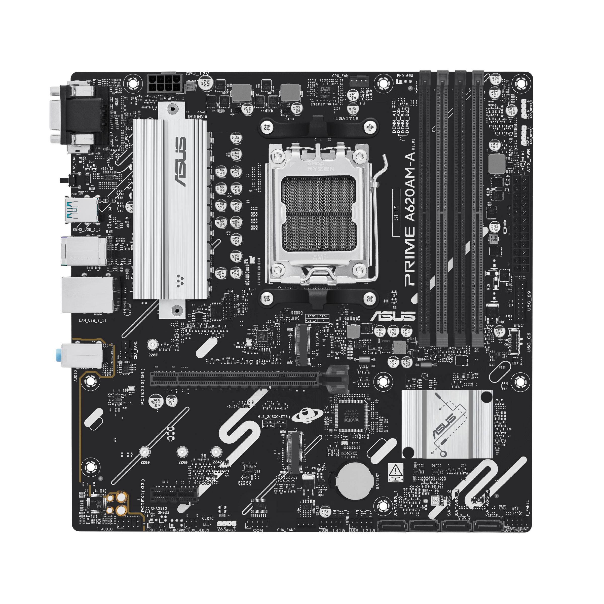 ASUS AMD A620 microATX motherboard 4xDDR5 1xHDMI 1xDP 2xM2 4xSATA