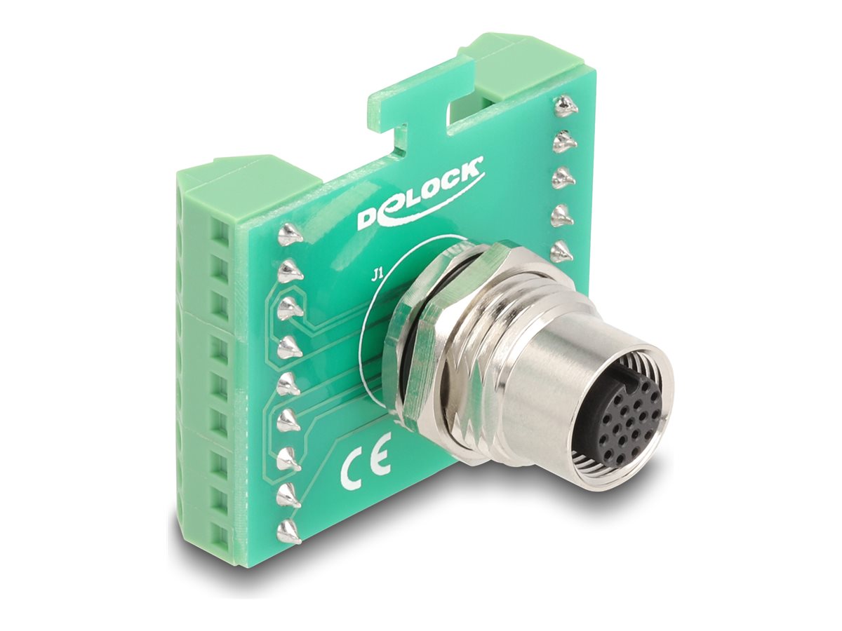 DELOCK M12 ubergabemodul Adapter 17 Pin A-kodiert Buchse zu 18 Pin Terminalblock zum Einbau