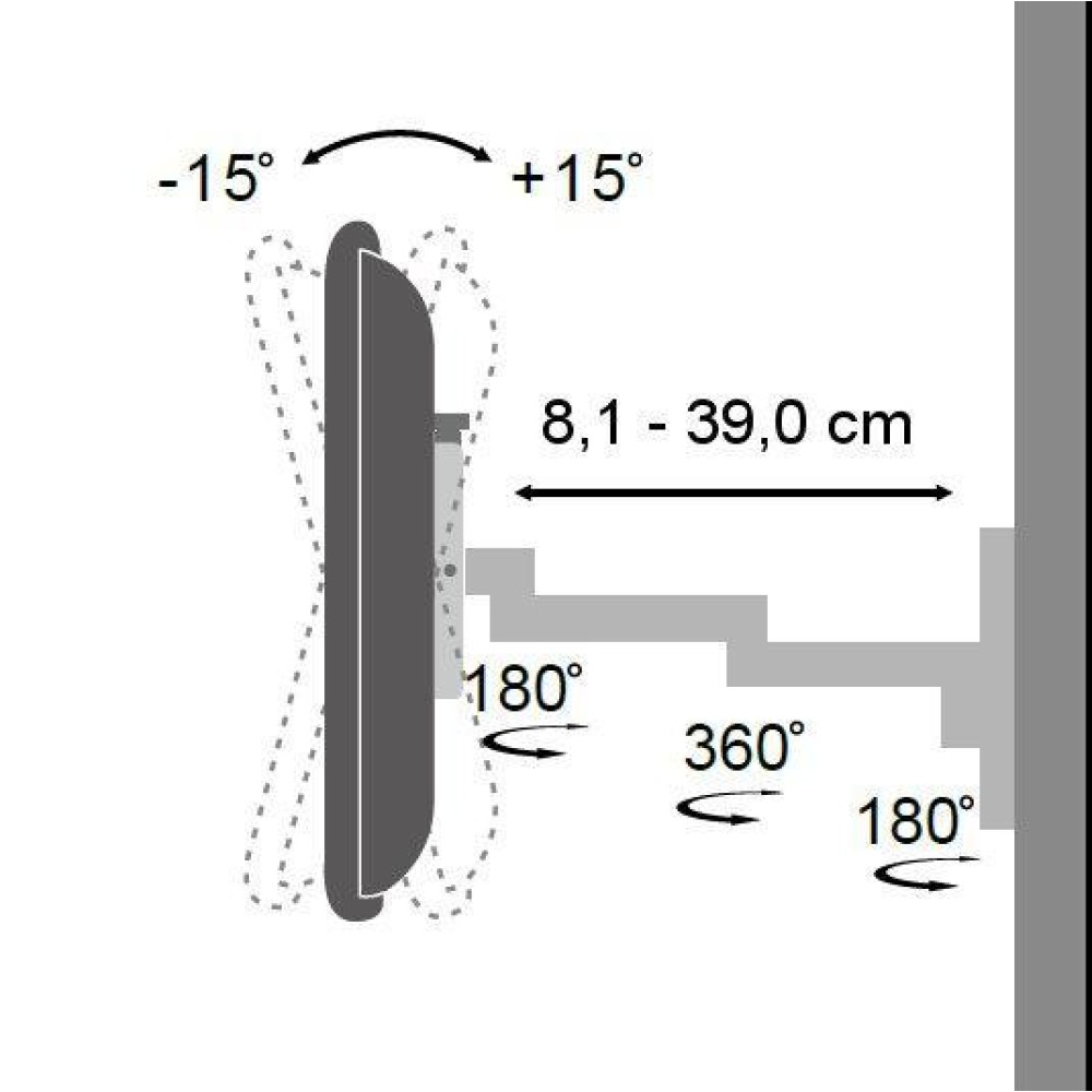 Techly LED 100 Schwenkarm-Wandhalterung 13-30 Zoll schwarz