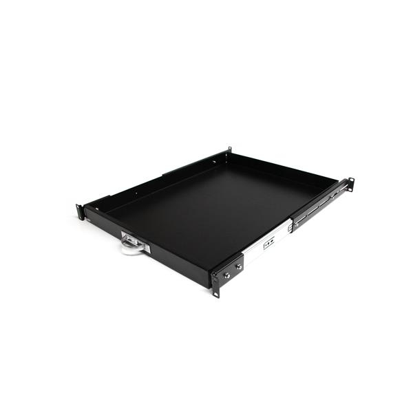 STARTECHCOM Ausziehbarer Fachboden für 19 Zoll Serverschrank 55cm Sliding Rack Shelf belastbar bis 25 Kg Stahlblech Schwarz