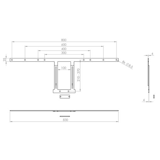 HAGOR Meetup Display-Adapter 140-190cm 55-75Z fuer Logitech Meet-Up Kameras VESA max. 800mm Montage oberh oder unterh des Displays