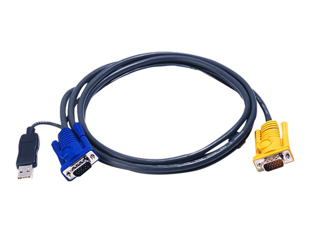 ATEN 2L-5203UP KVM-Kabel VGA USB mit eingebautem PS/2-USB-Konverter schwarz 3m