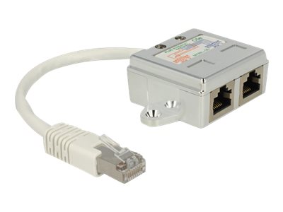 Delock RJ45 Port Doppler 1 x RJ45 Stecker > 2 x RJ45 Buchsen (2 x ISDN)