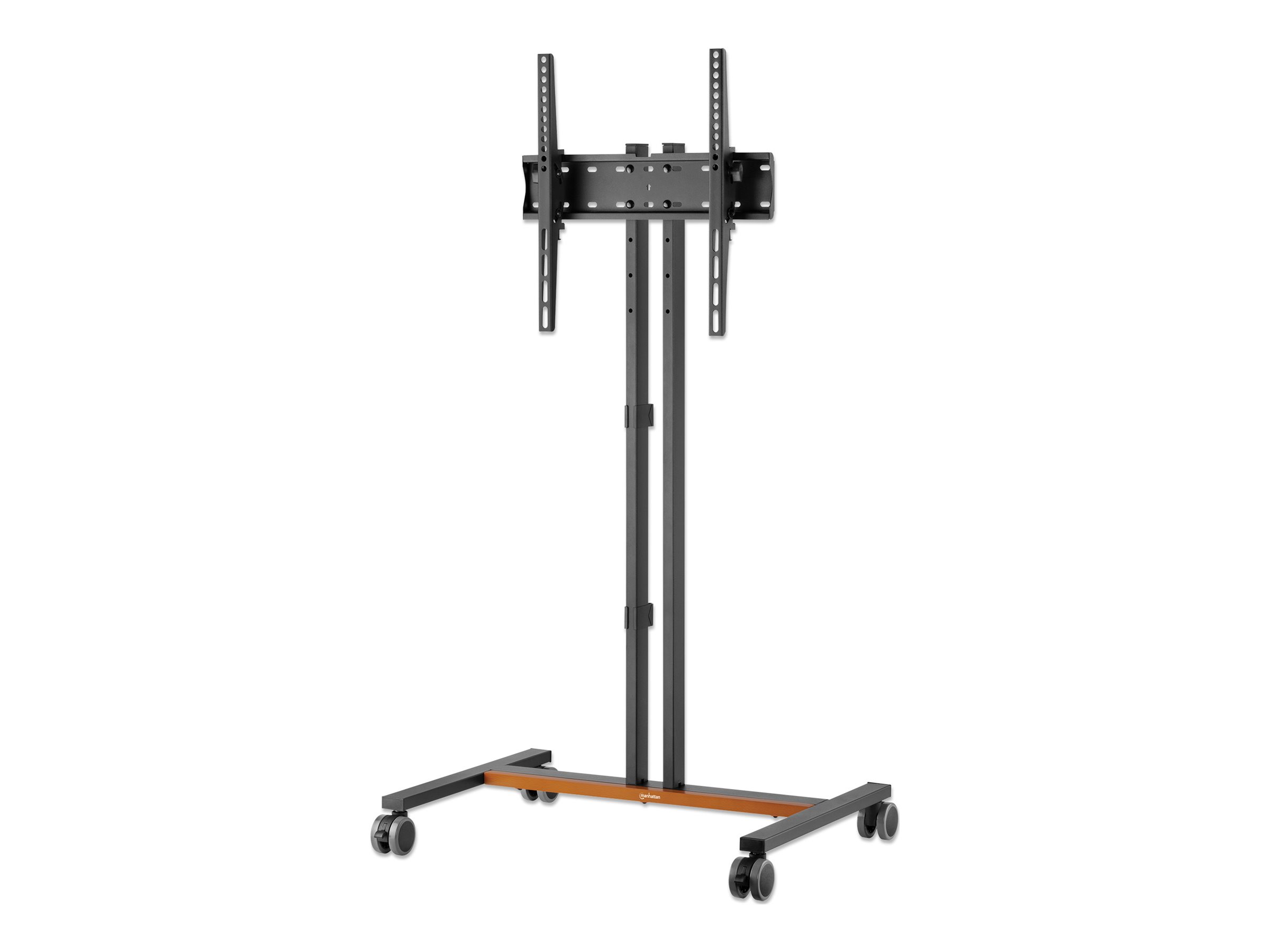 MANHATTAN Kompakter TV-Ständer auf Rollen oder Standfuss 86,36-139,70cm 34-55Zoll 35kg neigbar platzsparendes Design schwarz/braun