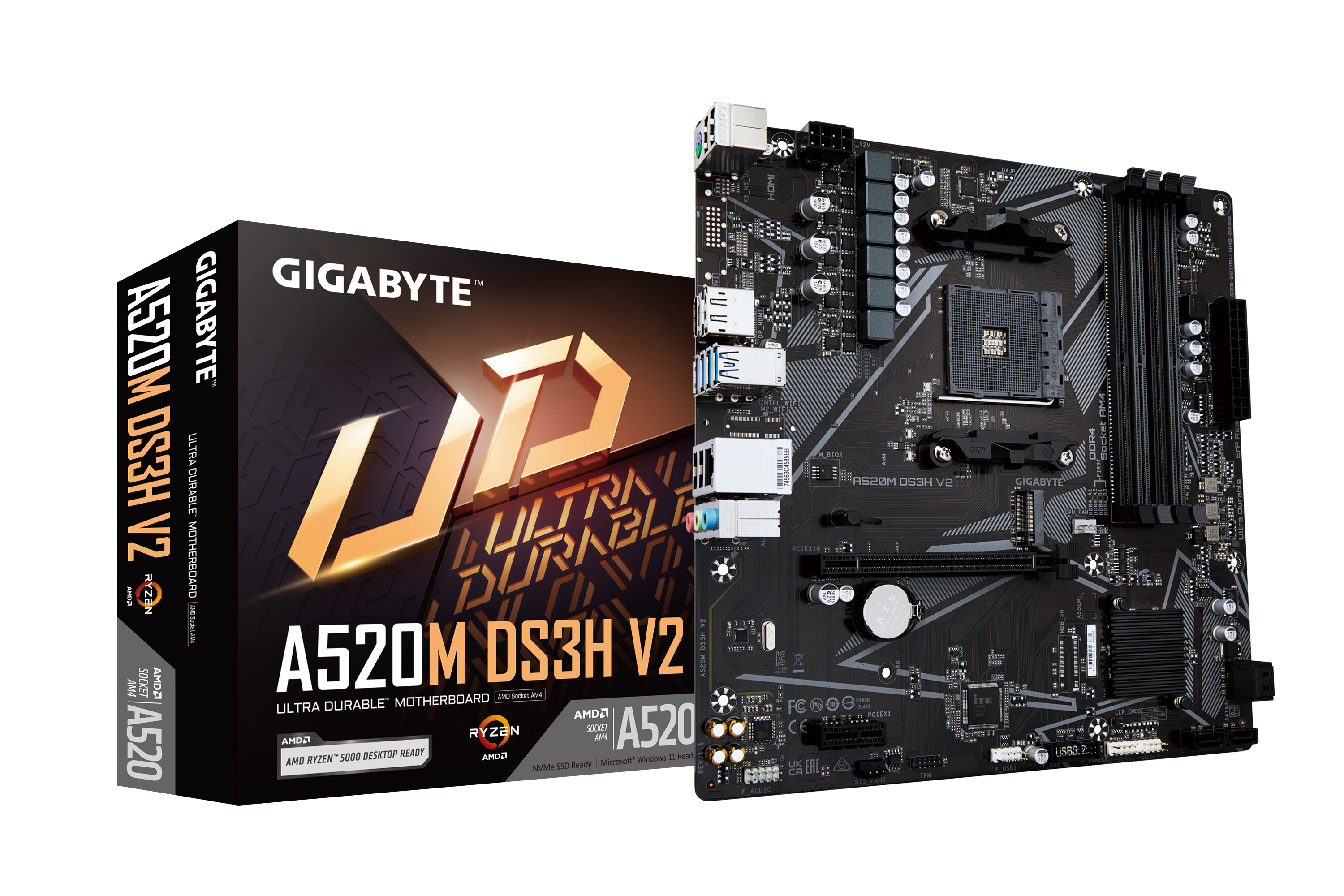 GIGABYTE A520M DS3H V2 AM4 4xDDR4 Micro ATX MB 4xSATA 1xM2
