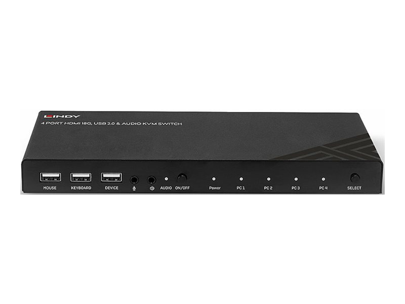 LINDY 4 Port HDMI 18G USB 2.0 & Audio KVM Switch LINDY 4 Port HDMI 18G USB 2.0 & Audio KVM Switch