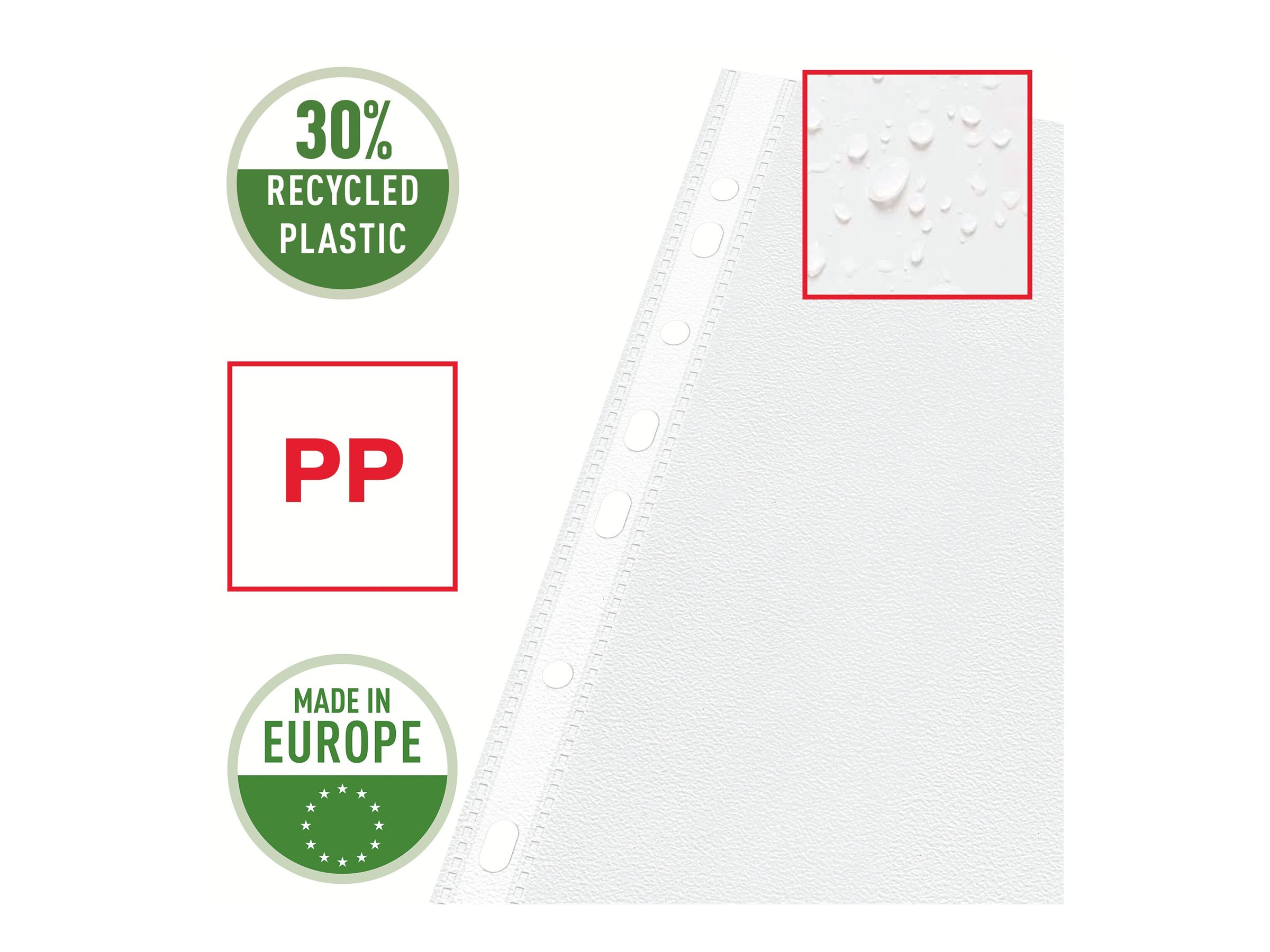 100 Esselte Prospekthuellen DIN A4 transparent genarbt 0,09 mm