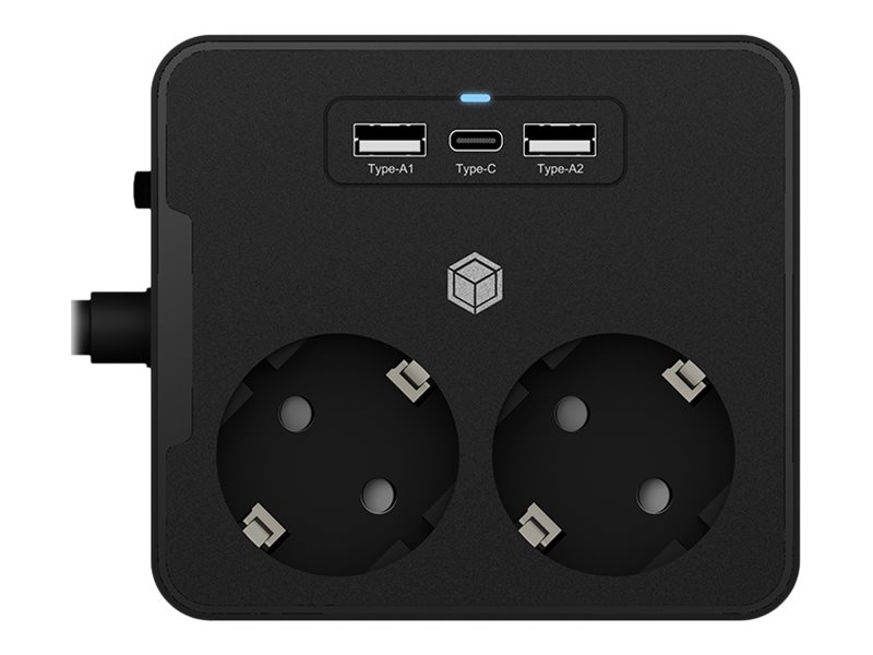 ICY BOX IB-MPS2220B-CH Doppelsteckdose mit USB Ladegeraet fuer Tisch oder Wandmontage integrierte rueckstellbare Sicherung ICY BOX IB-MPS2220B-CH Doppelsteckdose mit USB Ladegeraet fuer Tisch oder Wandmontage integrierte rueckstellbare Sicherung