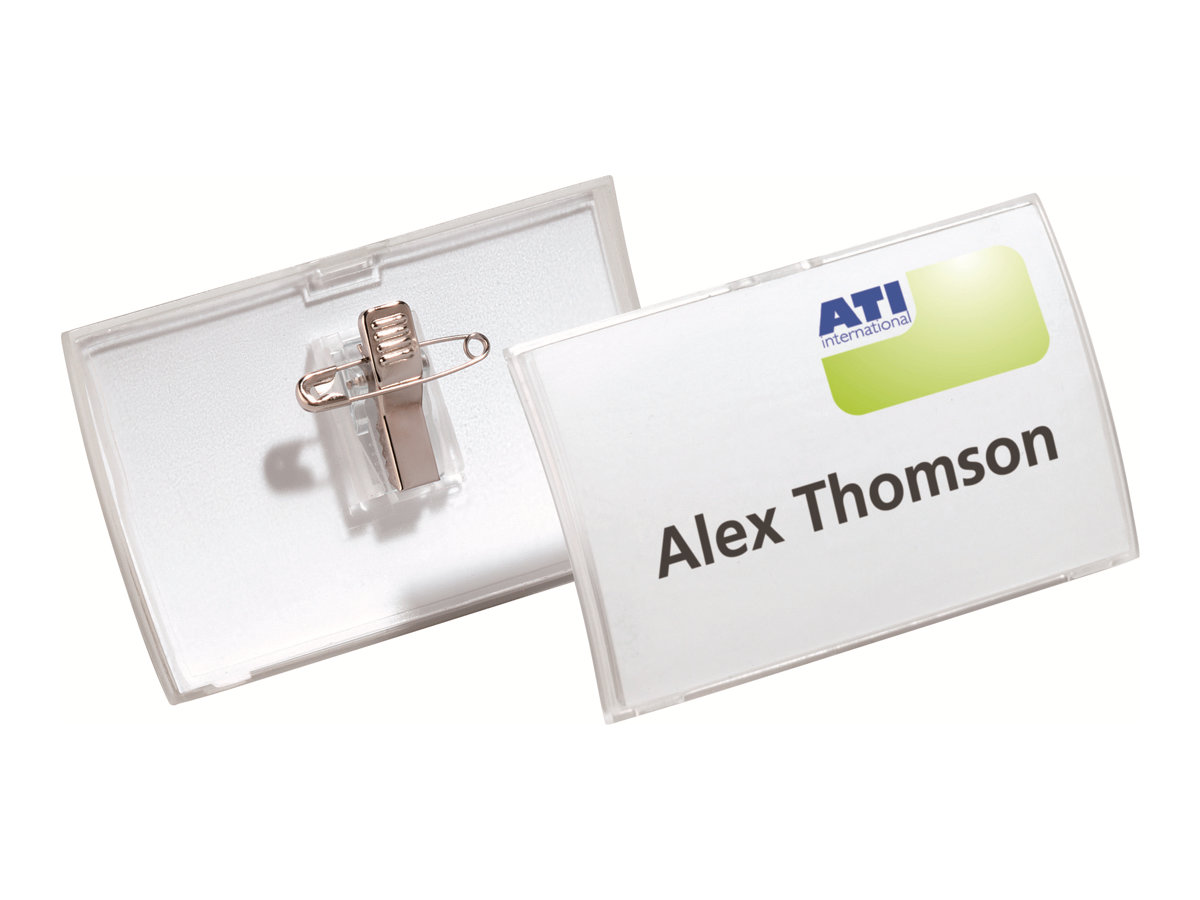 25 DURABLE Click Fold Namensschilder mit Kombiklemme 9,0 x 5,4 cm