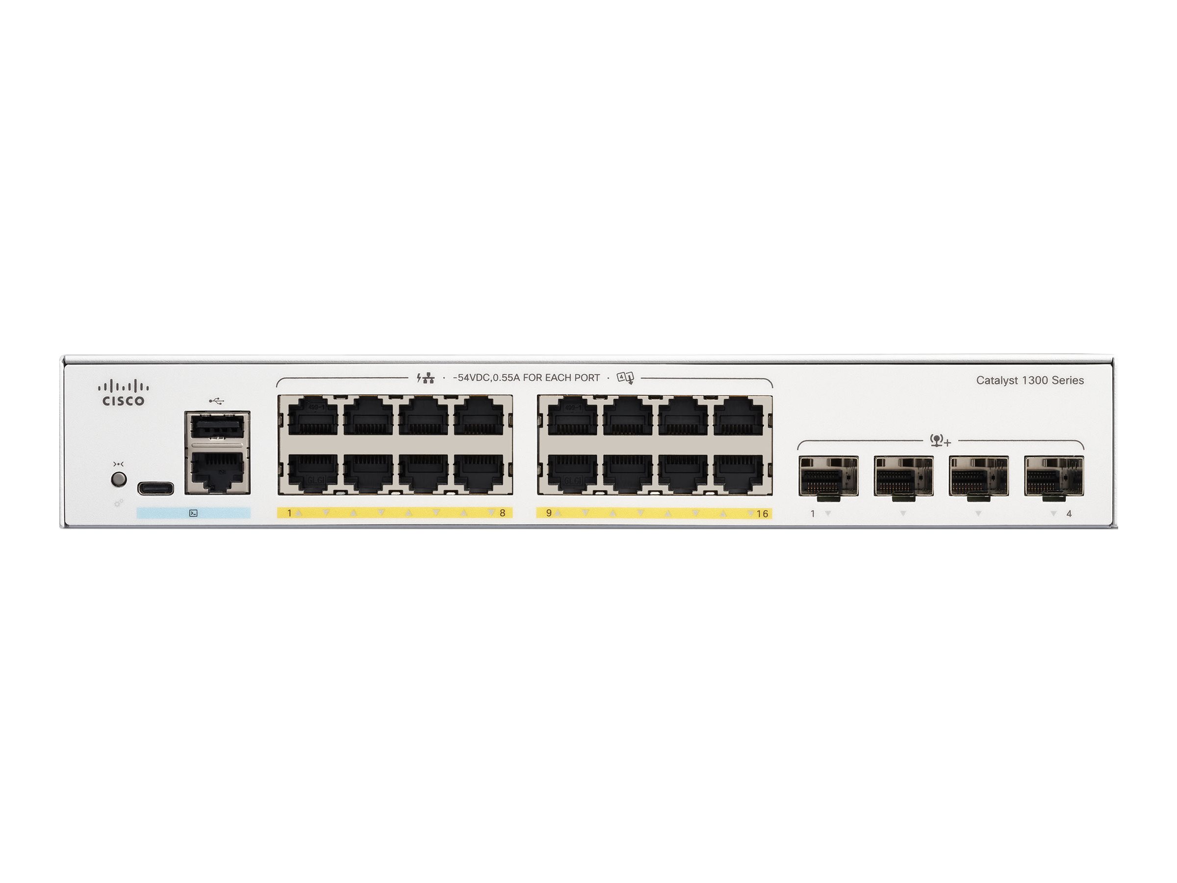 CISCO Catalyst 1300 16-Port Switch / PoE+ with 120W power budget / 4 x 10G SFP+ Uplinks