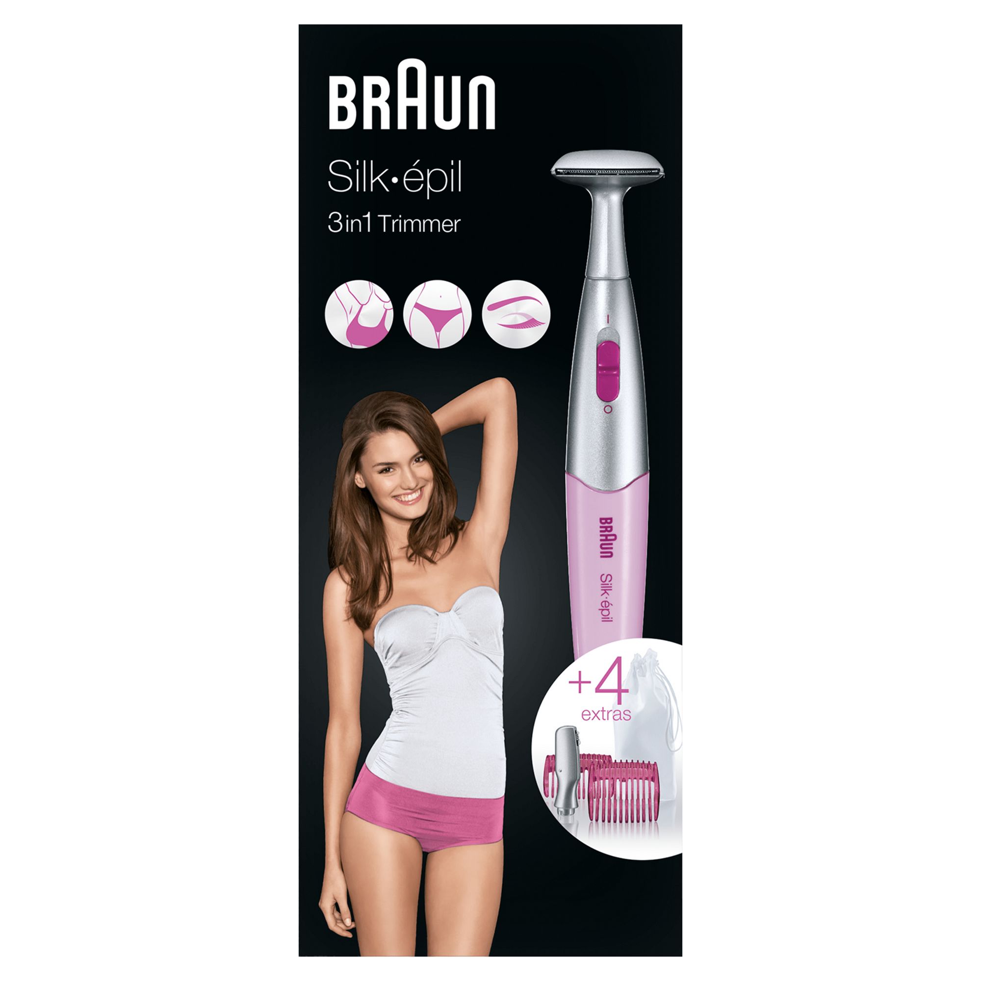 Braun FG 1100 Silképil Bikini und Augenbrauentrimmer Pink