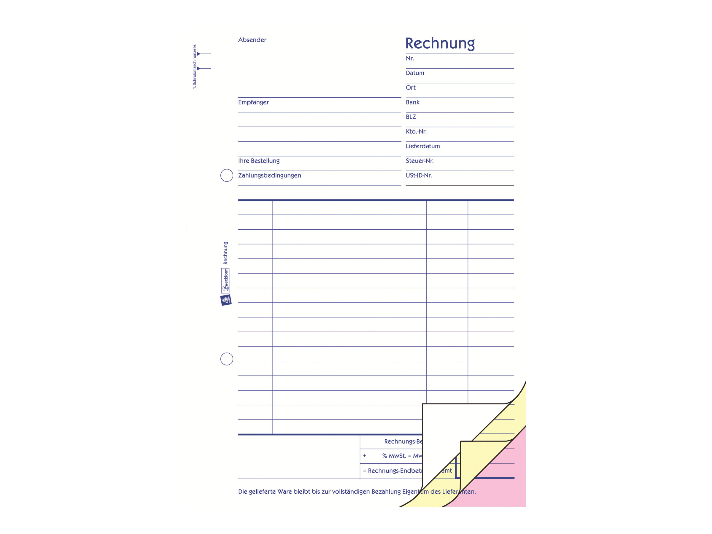 Avery Zweckform Rechnungsformular 1731 40 Blatt