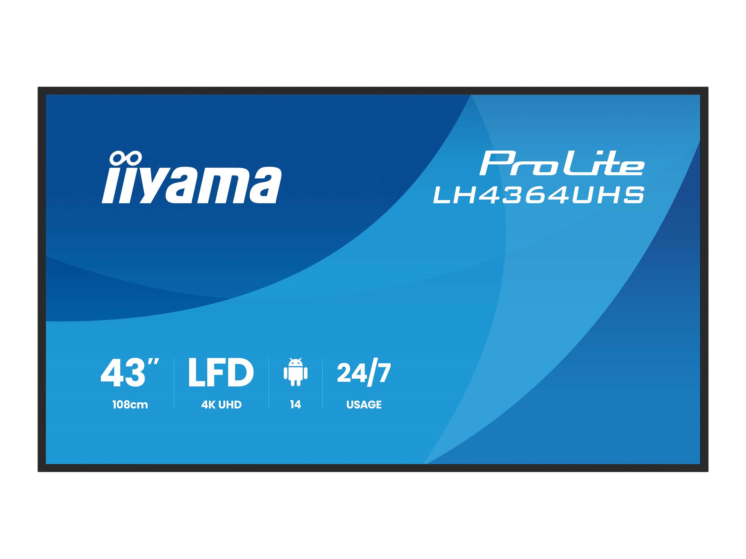 IIYAMA LH4364UHS-B1AG 109,22cm 43Zoll 3840x2160 UHD VA DLED 500cd/m2 Landscape and Portrait Speakers 2x 10W 2x HDMIx 1x USB-C