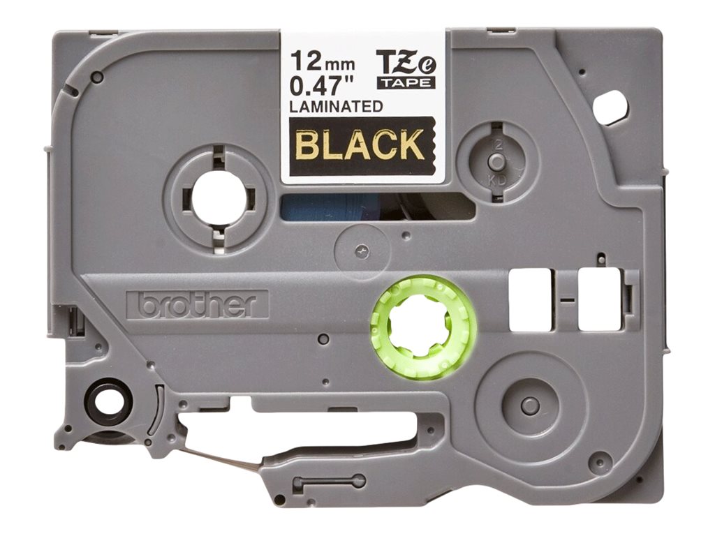 Schriftband TZe334 lam Gold auf Schwarz 12mm x 8m