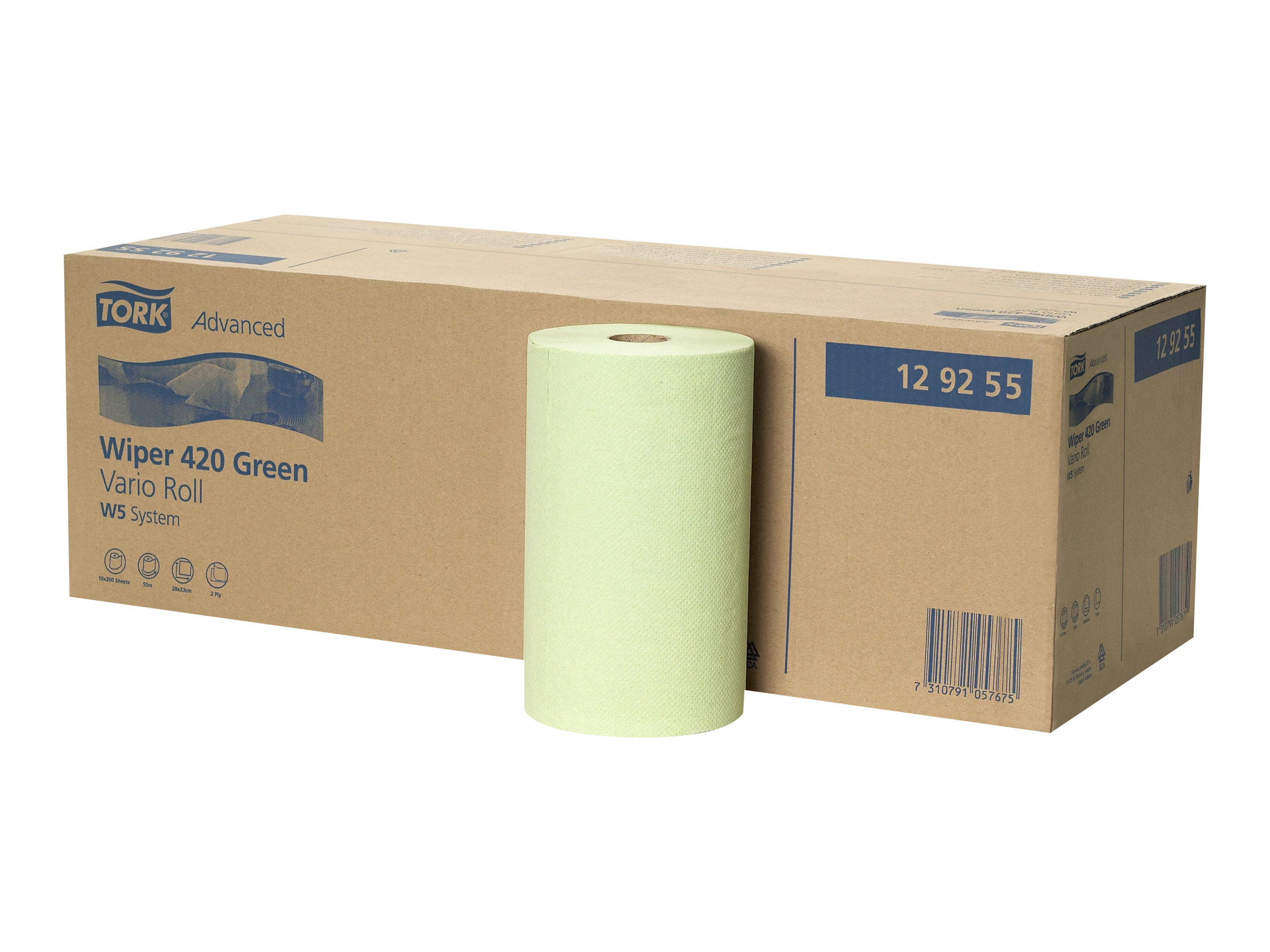 10 TORK Putztuchrollen Advanced 420 2-lagig grÃ¼n, 200 BlÃ¤tter