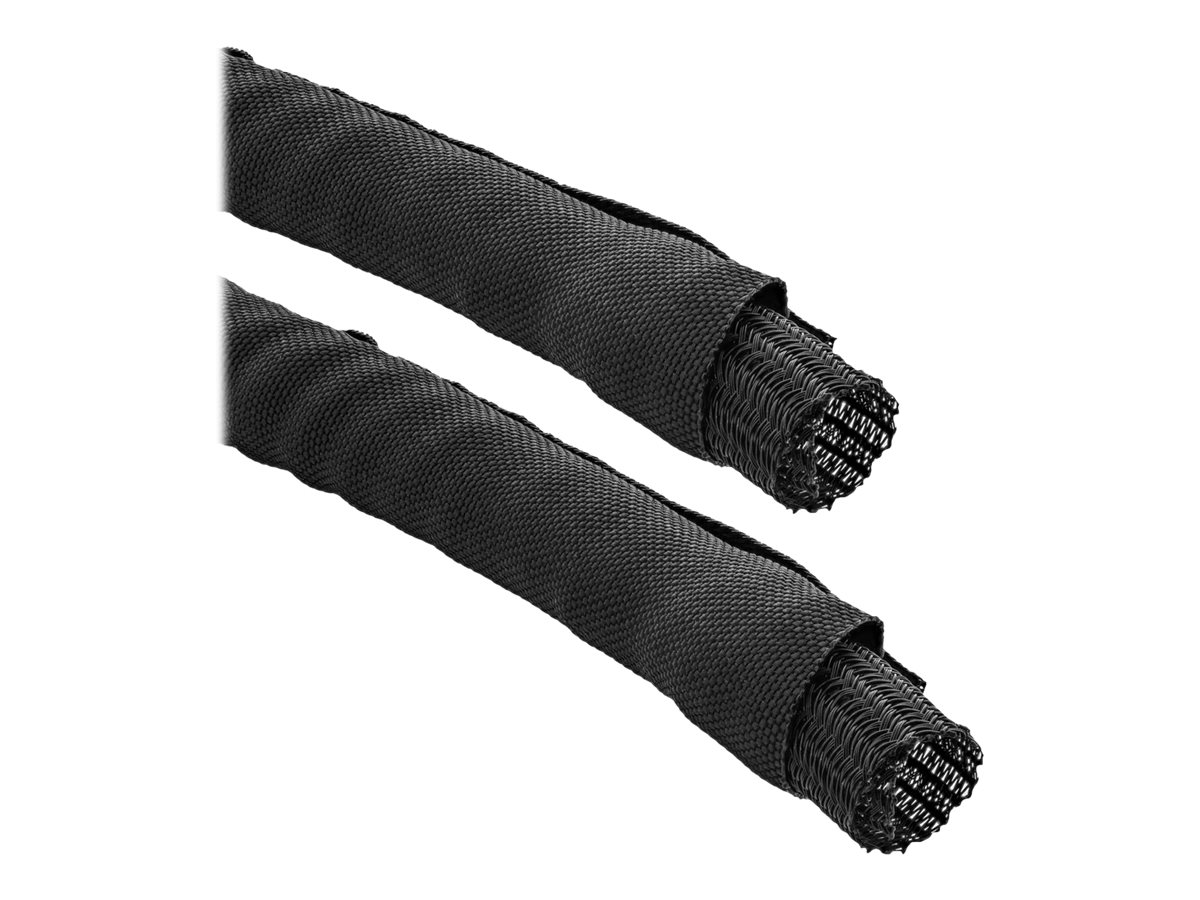 INLINE Kabelkanal Geflechtschlauch mit Polyestergewebemantel selbstverschliessend in schwarz 10mm Durchmesser 2m
