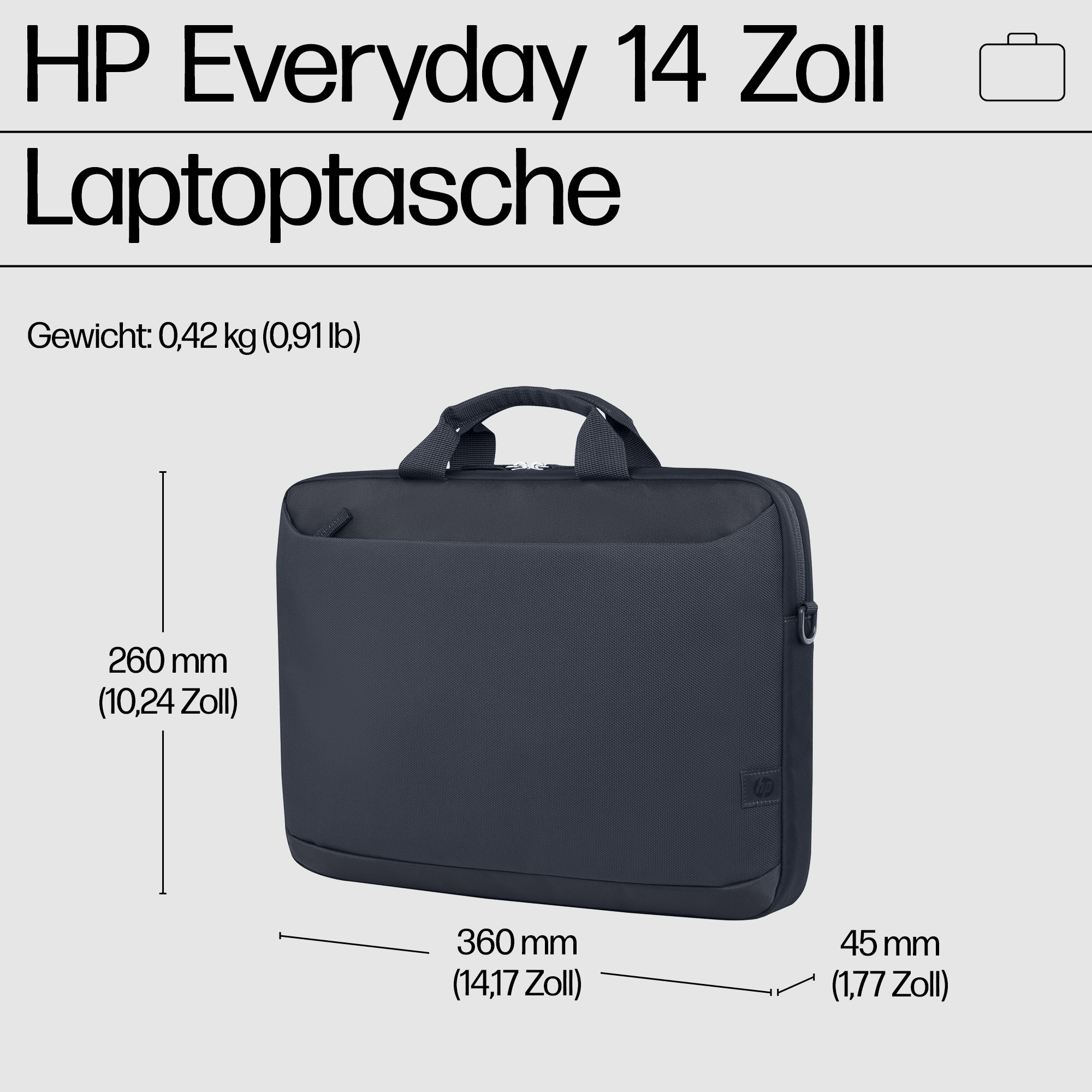 HP Everyday 35,56cm 14Zoll Odyssey Gray Laptop Briefcase