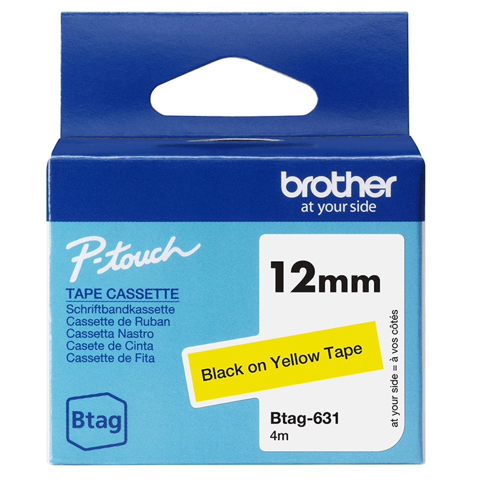 brother Schriftband Btag BTAG631, 12 mm, schwarz auf gelb, 1 St