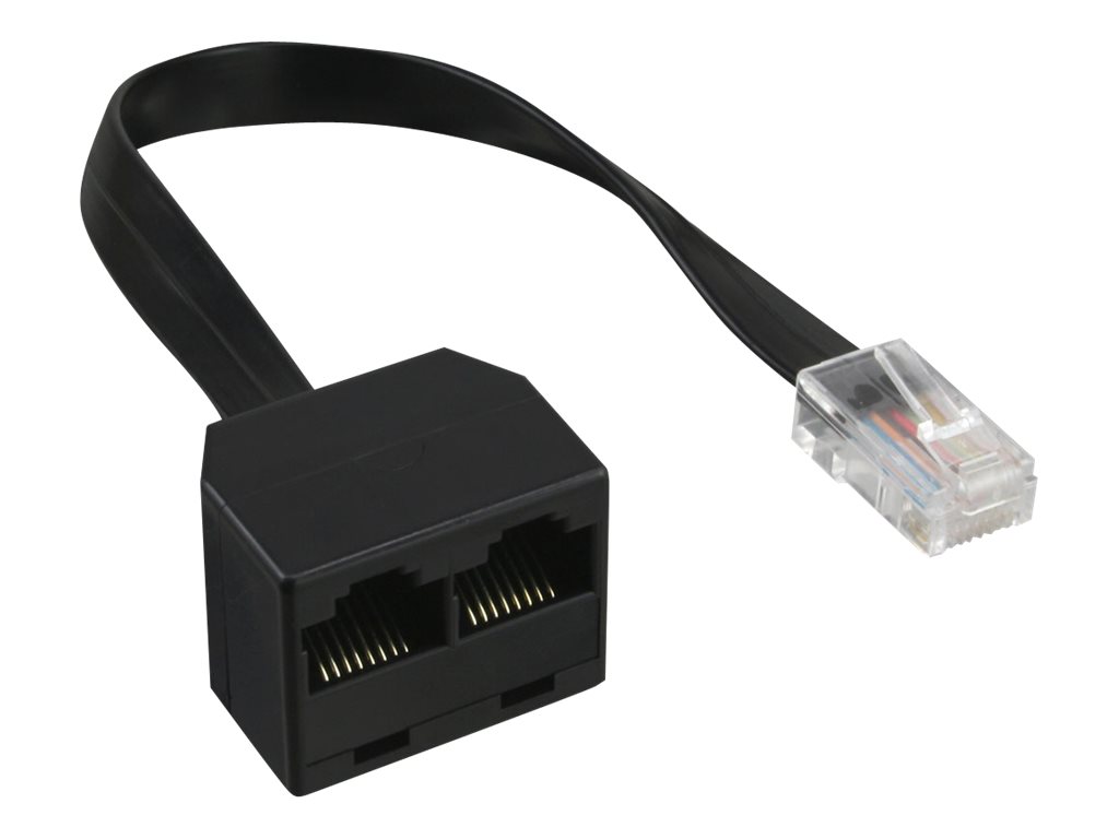 INLINE ISDN Verteiler 1x RJ45 St an 2x RJ45 Bu 8P8C mit 15cm Kabel ohne Endwiderstaende