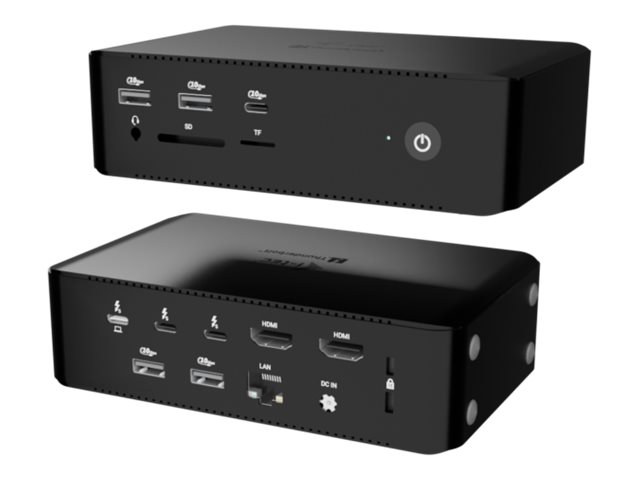 ITEC Thunderbolt 5 Quattro Display DS 2xTB5 2xHDMI 1x2,5GLAN 1xAudioMic 1xUSBC Gen2 4xUSBA Gen2 SDTF Kartenleser PD 140W KL