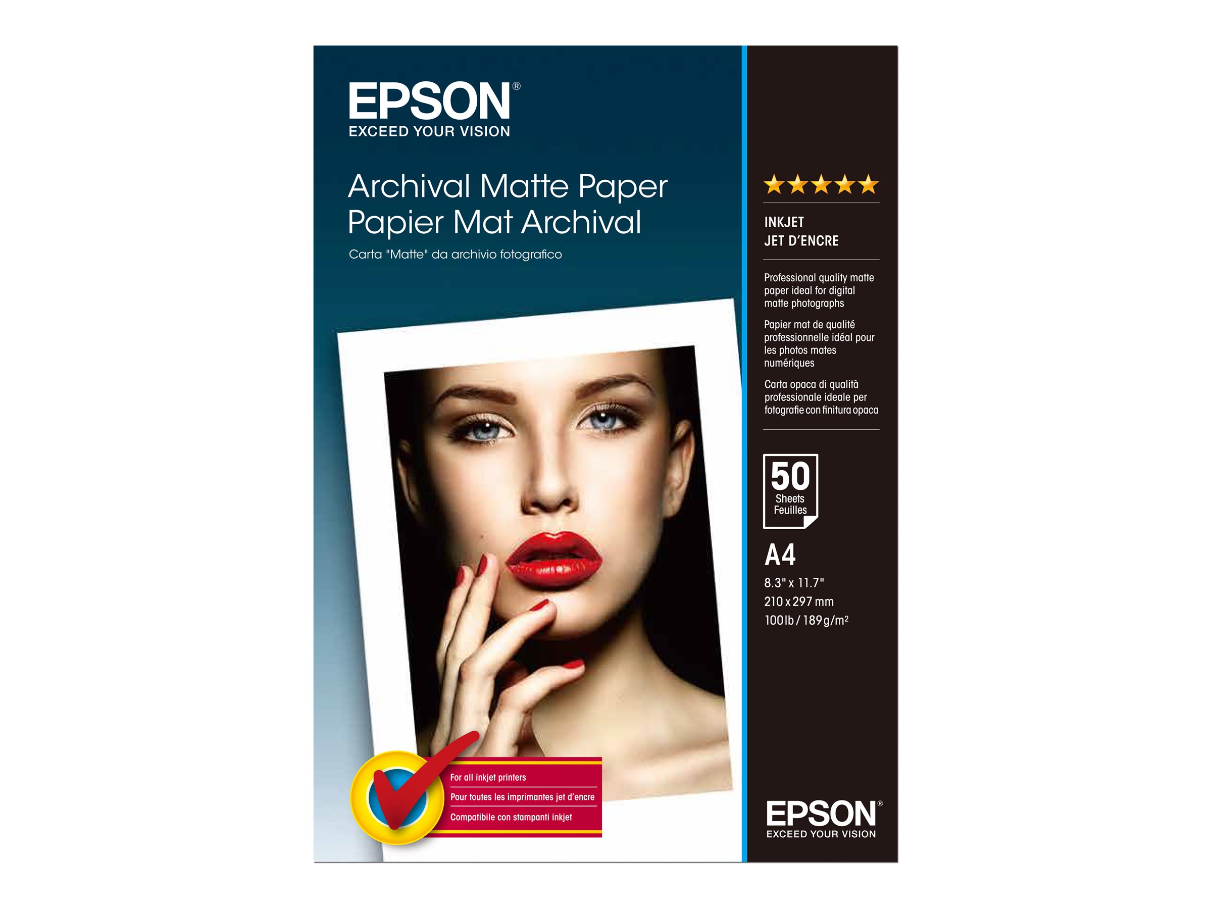 EPSON Matte archival Papier inkjet 192g/m2 A4 50 Blatt 1er-Pack EPSON Matte archival Papier inkjet 192g/m2 A4 50 Blatt 1er-Pack