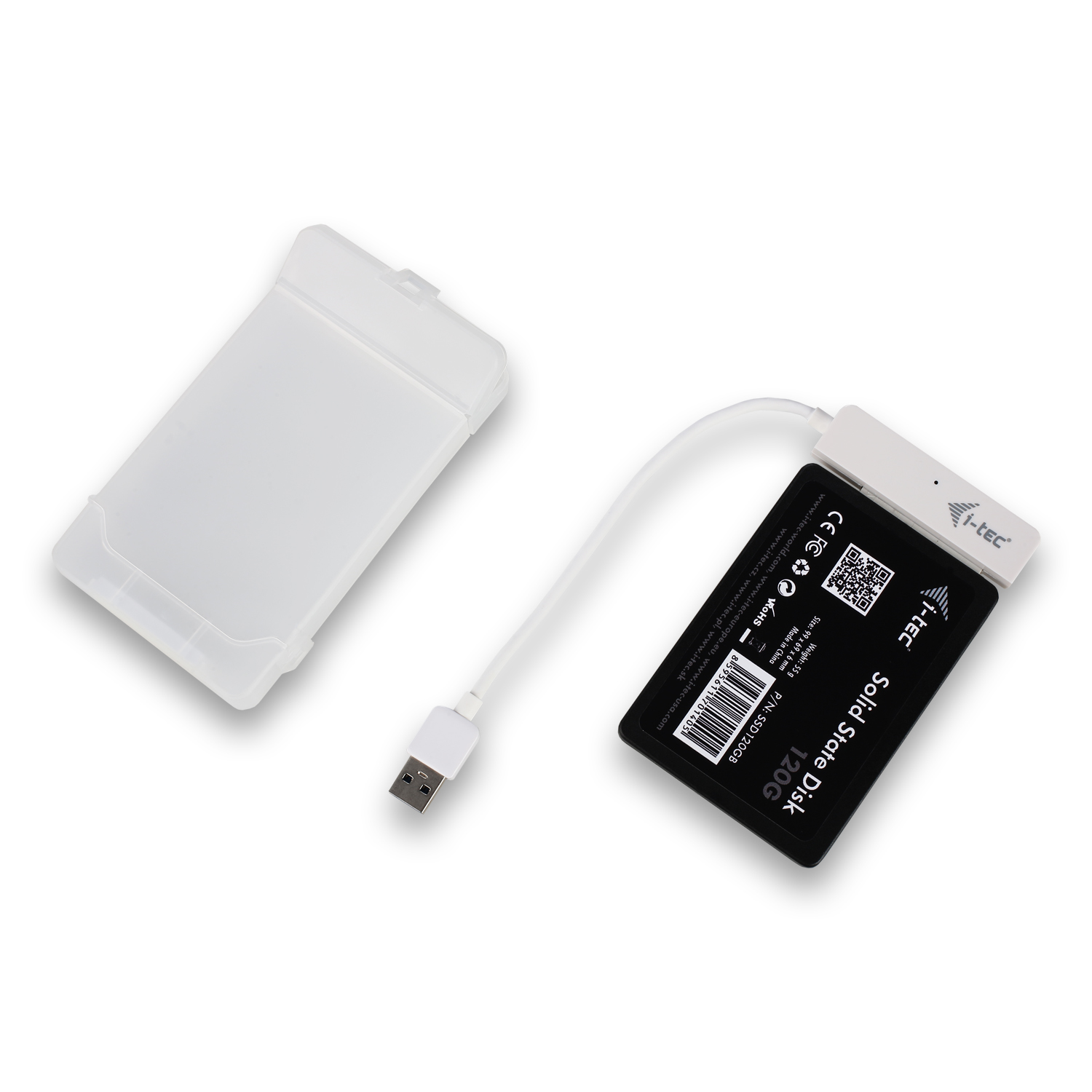 ITEC USB 30 Advance MySafe Easy Gehaeuse 6,4cm 2,5Zoll Festplattengehaeuse fuer SATA HDD Festplatten, integriertes Kabel, weiss