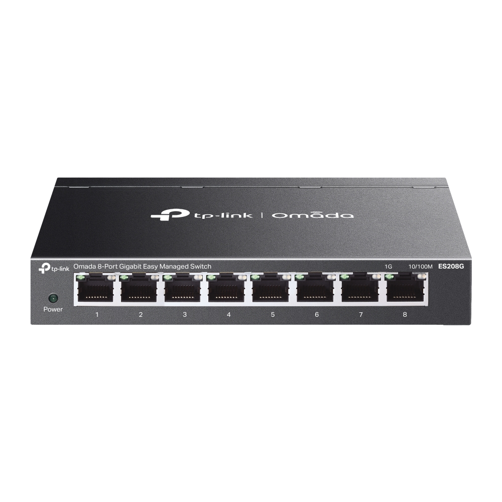 TPLINK ES208G Omada 8Port Gigabit Easy Managed Switch 8x 101001000Mbps RJ45 luefterlos Metallgehaeuse desktoprack mounting