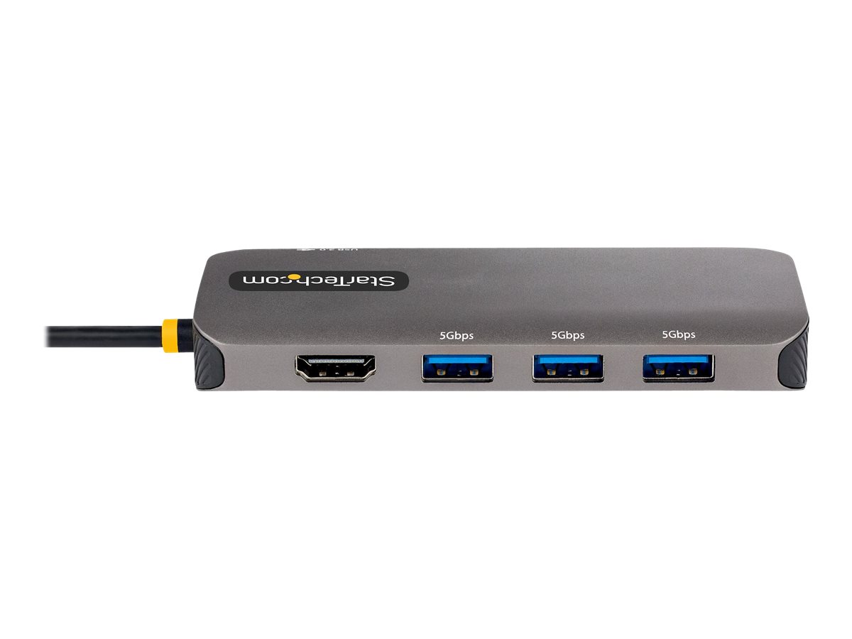 STARTECH.COM USB C Multiport Adapter 4K 60Hz HDMI HDR10 Video 3 Port 5Gbps USB-A Hub 100W PD Pass-Through GbE Mini Travel Dock