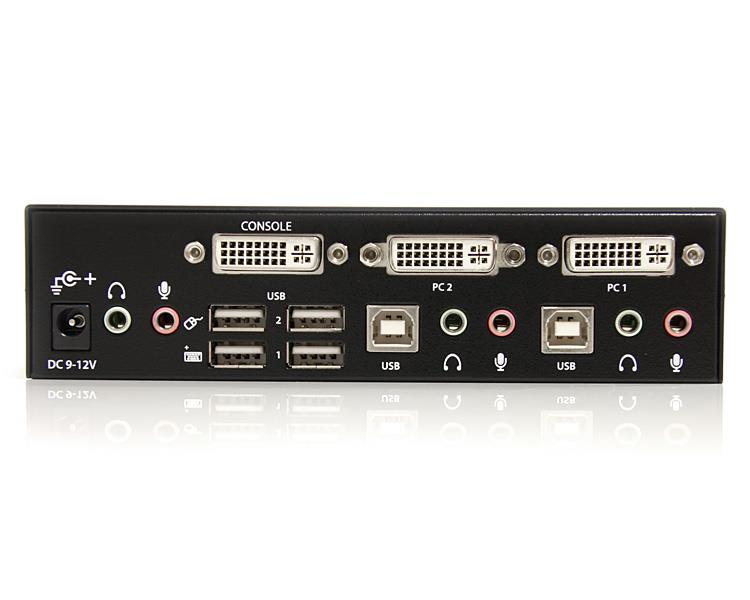 STARTECH.COM 2 Port DVI USB KVM Switch mit Audio und USB 2.0 Hub - 2-fach Dual DVI-I USB Umschalter