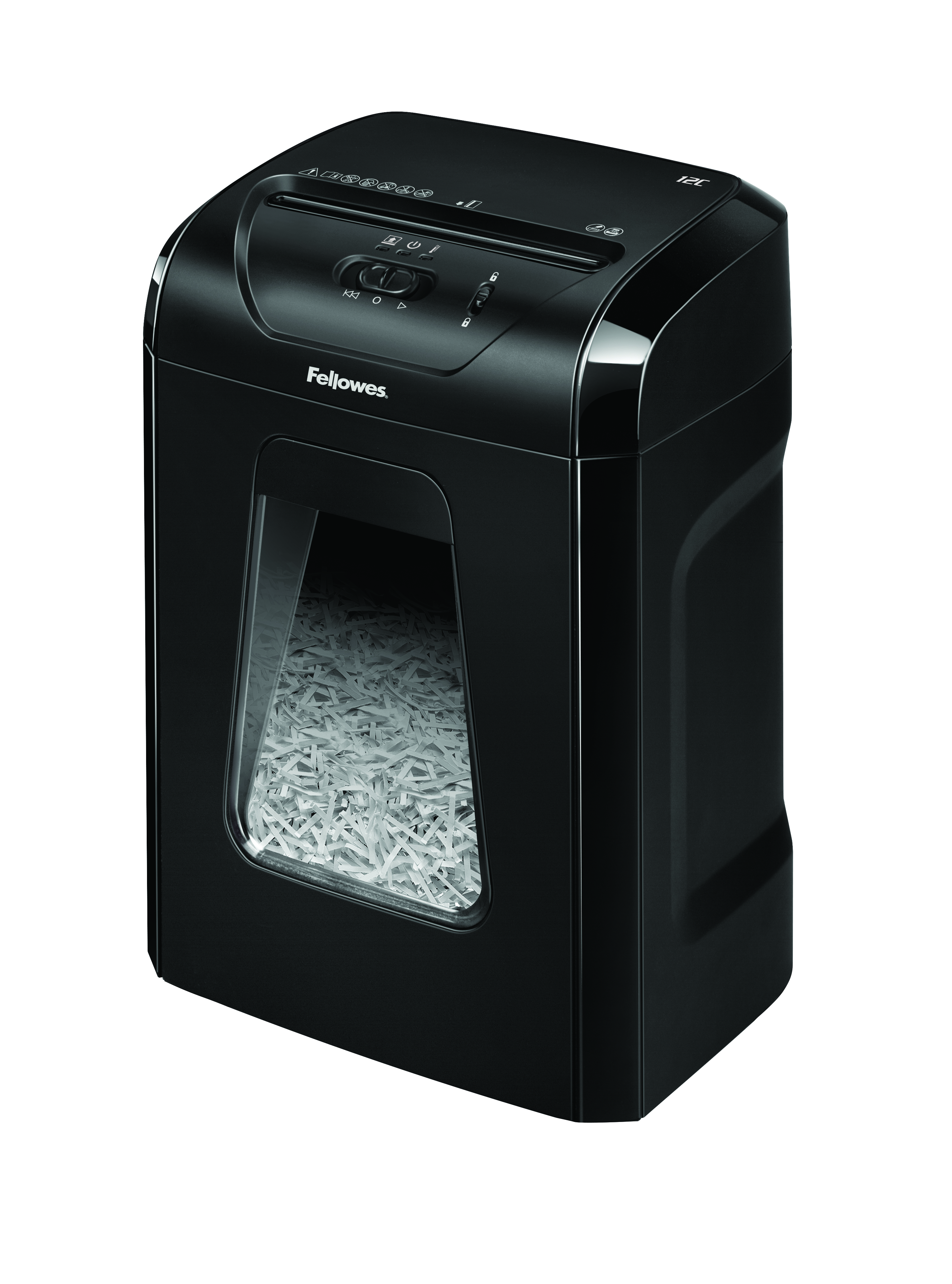 Fellowes Powershred 12C Aktenvernichter mit Partikelschnitt P4, 4 x 40 mm, bis 11 Blatt, schwarz