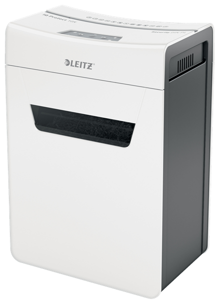LEITZ IQ 10X Protect Premium Aktenvernichter mit Partikelschnitt P4, 4 x 40 mm, bis 10 Blatt, weiß