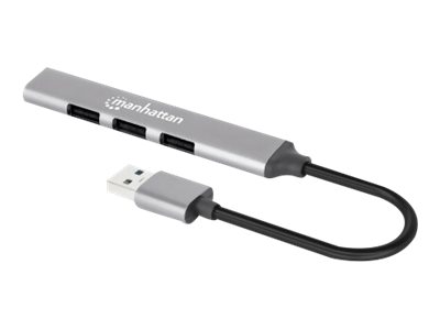 MANHATTAN 4-Port USB 3.0/2.0 Kombo-Hub USB-A-Stecker auf ein5 Gbit/s USB 3.2 Gen1-Port drei 480 Mbit/s USB 2.0-Ports Aluminium grau MANHATTAN 4-Port USB 3.0/2.0 Kombo-Hub USB-A-Stecker auf ein5 Gbit/s USB 3.2 Gen1-Port drei 480 Mbit/s USB 2.0-Ports Aluminium grau
