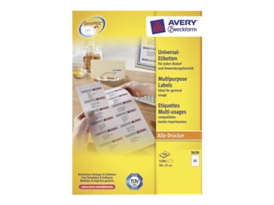 4.000 AVERY Zweckform Etiketten 3657 weiss 48,5 x 25,4 mm 4.000 AVERY Zweckform Etiketten 3657 weiss 48,5 x 25,4 mm