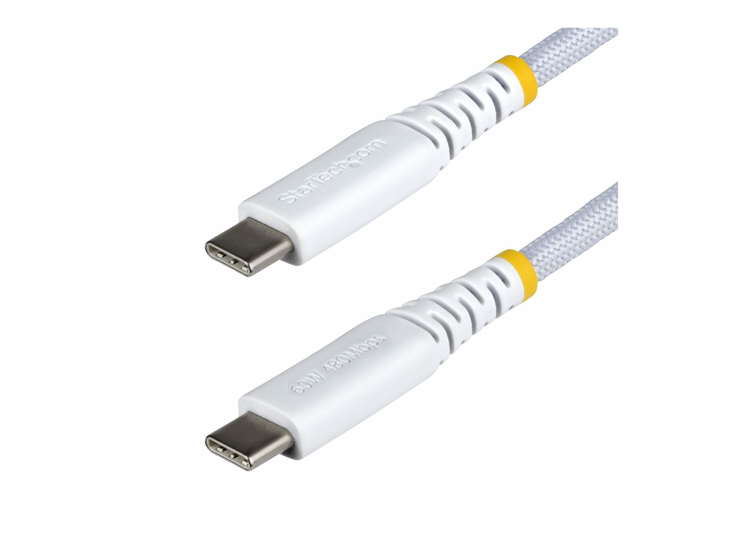 STARTECHCOM 15cm USBC Ladekabel 60W 3A PD Geflochtenes NylonTPE Mantel Robustes USBC LaptopHandy Ladekabel Weiss