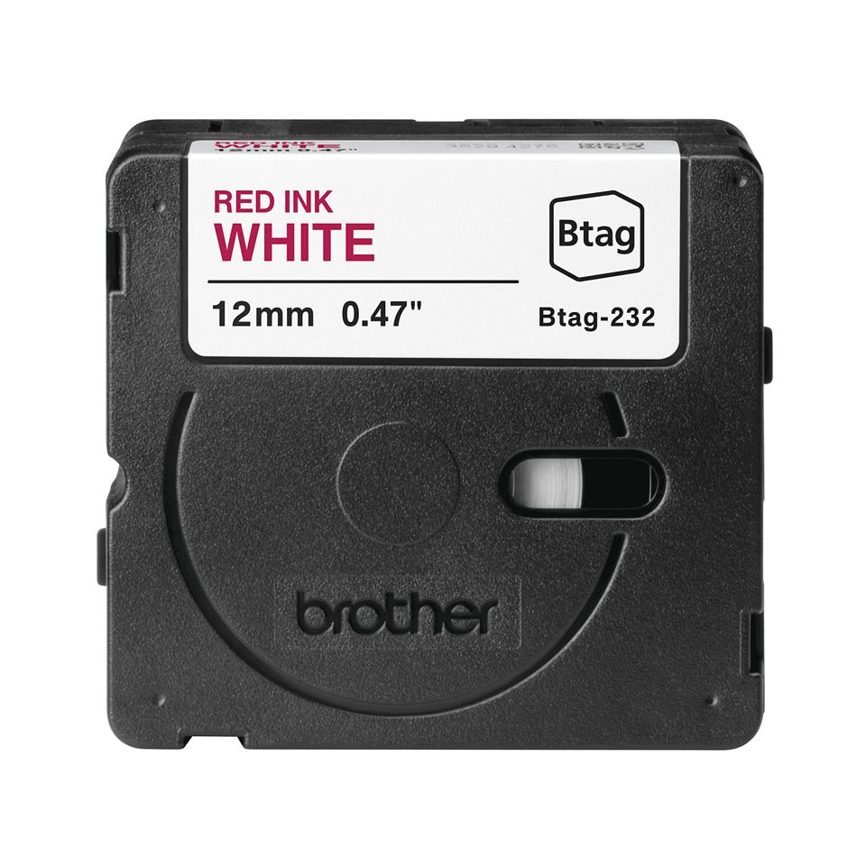 brother Schriftband Btag BTAG232, 12 mm, rot auf weiß, 1 St