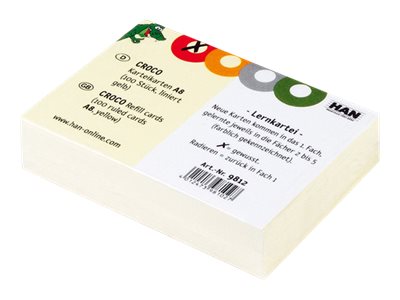 HAN Karteikarten DIN A7 gelb liniert, 100 St