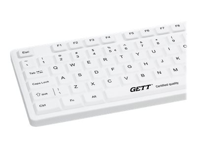 GETT GCQ CleanType Easy Protect Silikon Tastatur mit Kunststoffgehaeuse NUM-Block 105 Tasten IP68 USB Farbe: weiss Layout: US