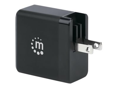 MANHATTAN GaN Power Delivery USB-Ladegeraet USB-Netzteil USB-C PD-Port bis 65W auswechselbare Stecker fuer EU, UK und US