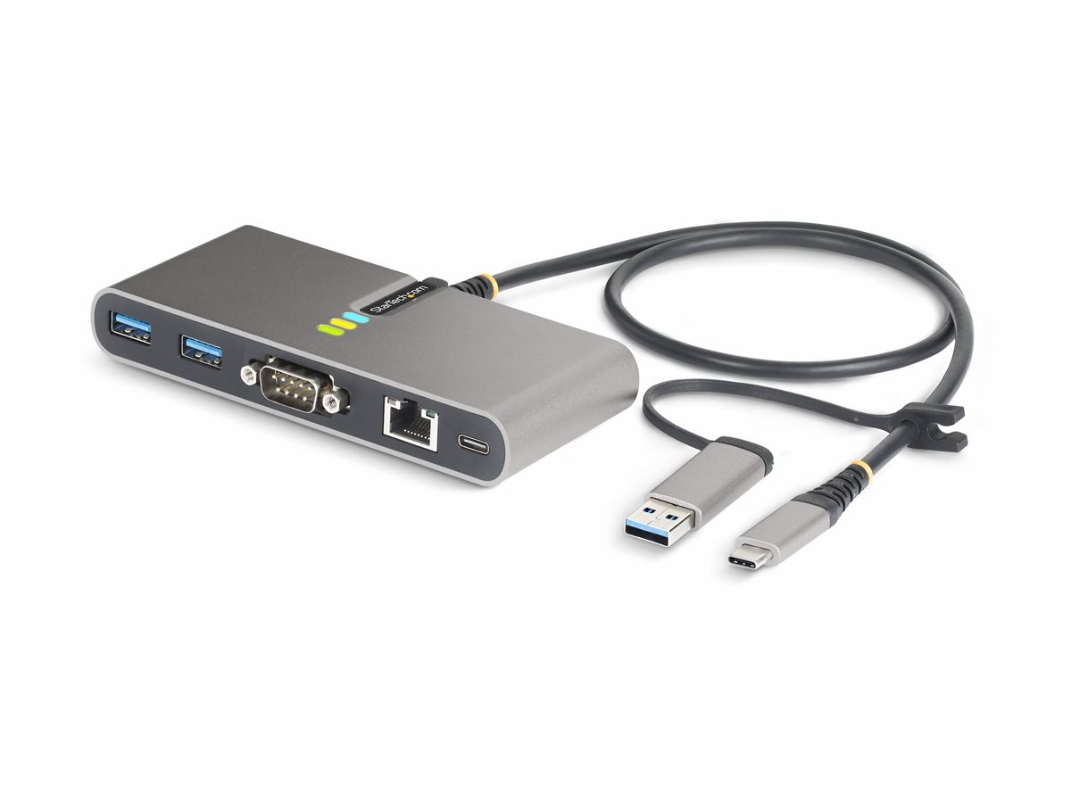 StarTech.com 2-Port USB-C/USB-A Hub with GbE and RS232 Serial, 2x USB-A - Hub - 2 Anschlüsse