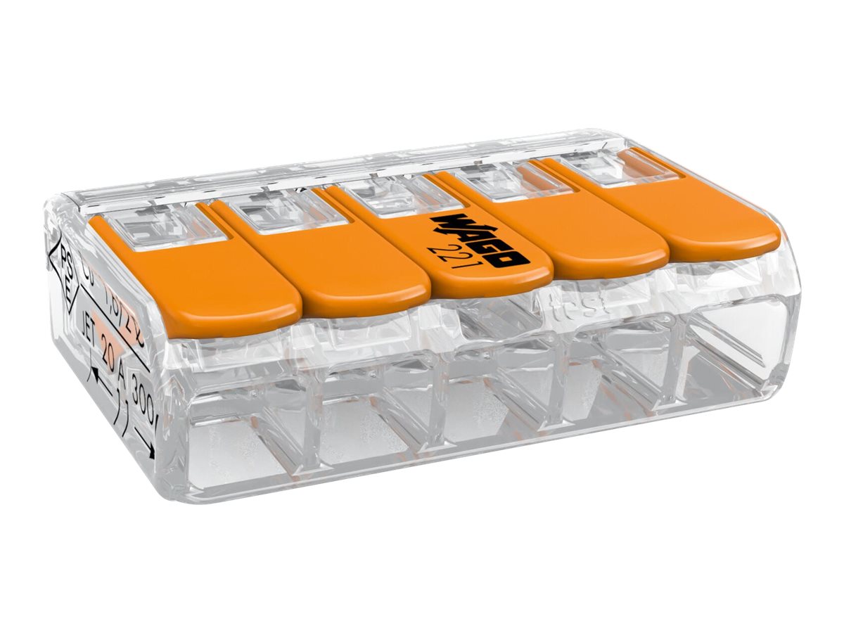 Wago Verbindungsklemme 5polig Compact mit Hebel transparent