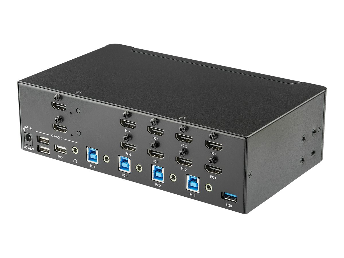 StarTech.com KVM Switch HDMI 4 Port - 4K 30 Hz - KVM Extender für HDMI - KVM HDMI Umschalter - KVM-/Audio-/USB-Switch - 4 Anschlüsse - an Rack montierbar