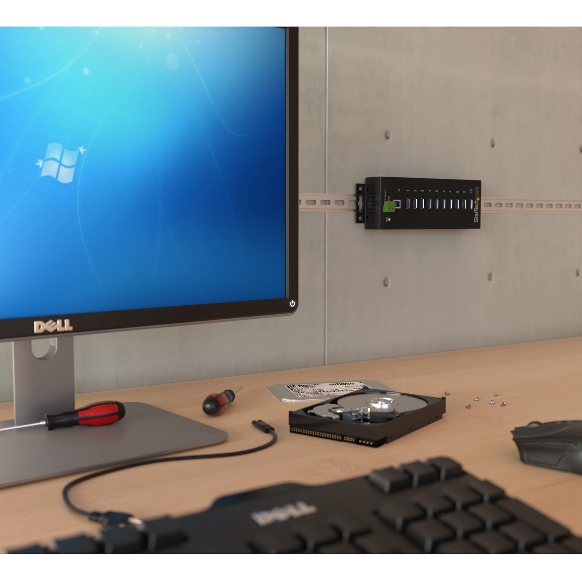STARTECHCOM 10 Port Industrieller USB 30 Hub ESD und Überspannungsschutz DIN Tragschienen oder Oberflächen montierbar